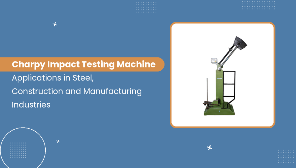 Charpy impact testing machine testing a notched steel specimen